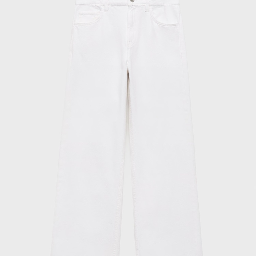 Mango Women's White Wide-Leg Jeans